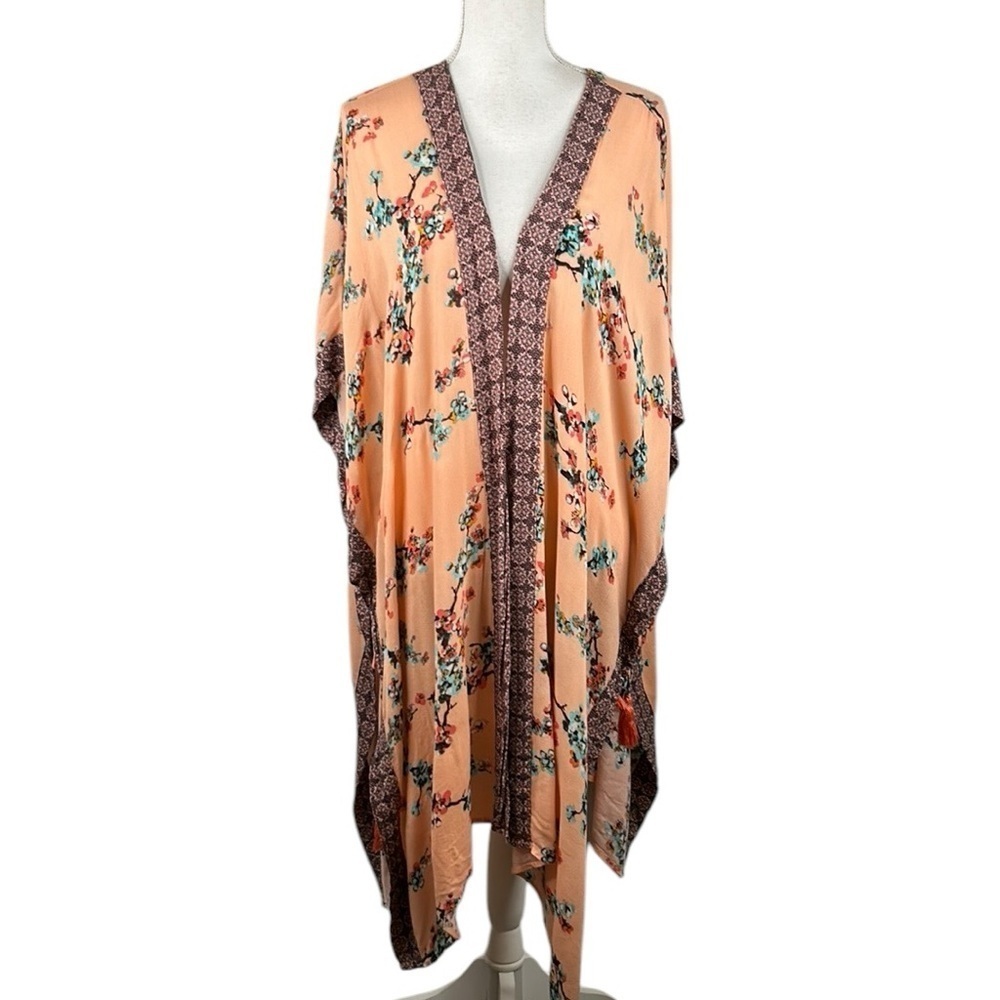 Xhilaration Floral Boho Festival Coachella Summer Tassel Open Cardigan‎ Size M/L